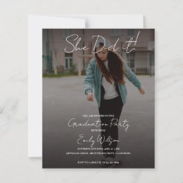 She Did It Graduation Multi Photo Party Invitation