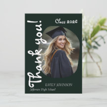 She Did It! Modern Photo Graduation Thank You Card