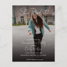 She Did It Multi Photo Graduation Party Invitation Postkarte