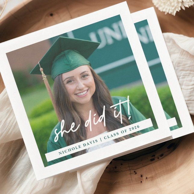 She Did It Photo Graduation Napkin Serviette (Von Creator hochgeladen)