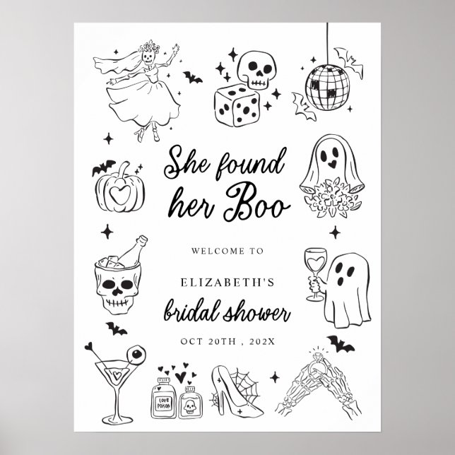 She Found Her Boo Bridal Shower Welcome Sign Poster (Vorne)