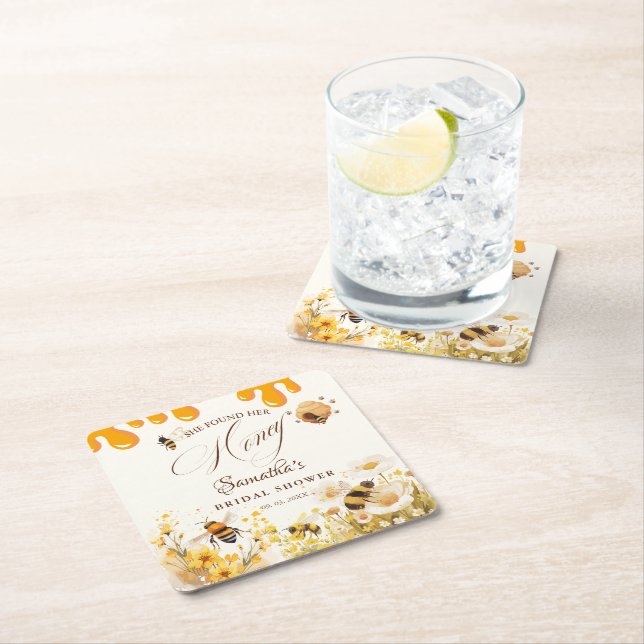 She found her honey Bee bridal shower Rechteckiger Pappuntersetzer (Vor Ort)