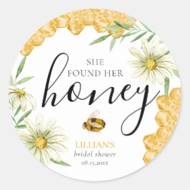 She Found Her Honey Bee Daisy Floral Bridal Shower Runder Aufkleber