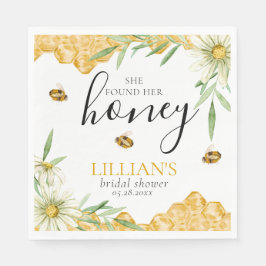 She Found Her Honey Bridal Shower Floral Bee  Serviette