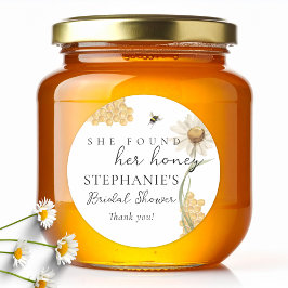 She Found Her Honey Personalized Bridal Shower Runder Aufkleber