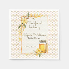 She Found Her Honey Yellow Floral Bridal Shower Serviette