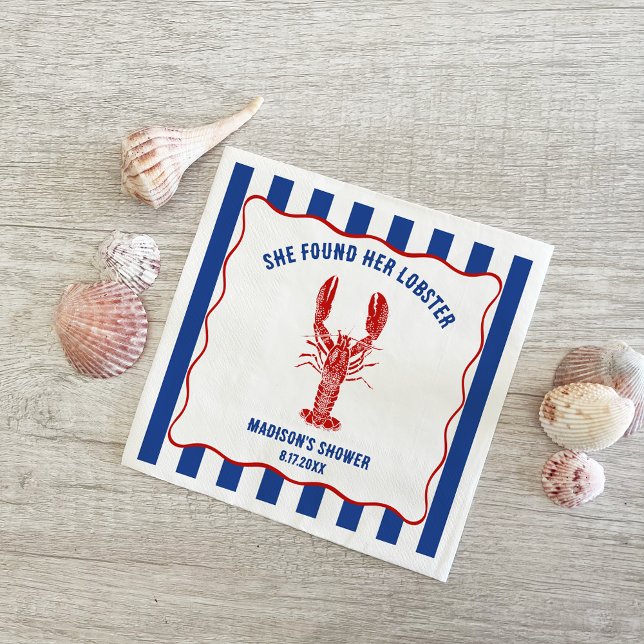 She Found Her Lobster Nautical Bridal Shower Serviette (Von Creator hochgeladen)