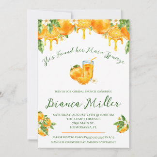 She Found Her Main Squeeze Orange Bridal Shower Einladung