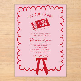 She Found Her Perfect Match Doodle Bridal Shower Acryleinladungen