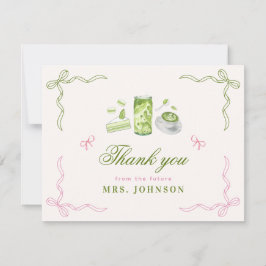 She Found Her Perfect Matcha Bow Bridal Shower Dankeskarte