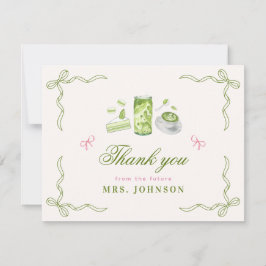 She Found Her Perfect Matcha Bow Bridal Shower Dankeskarte