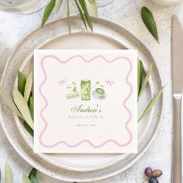 She Found Her Perfect Matcha Bow Bridal Shower Serviette
