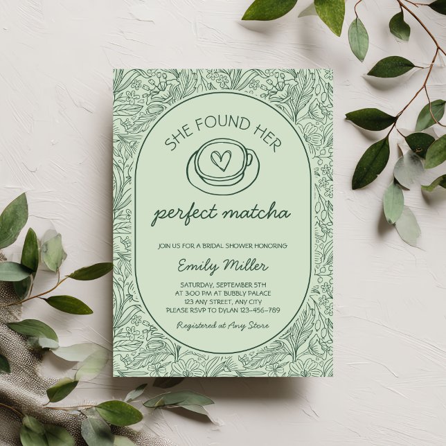 She Found Her Perfect Matcha Bridal Shower Einladung (She Found Her Perfect Matcha Bridal Shower Invitation)