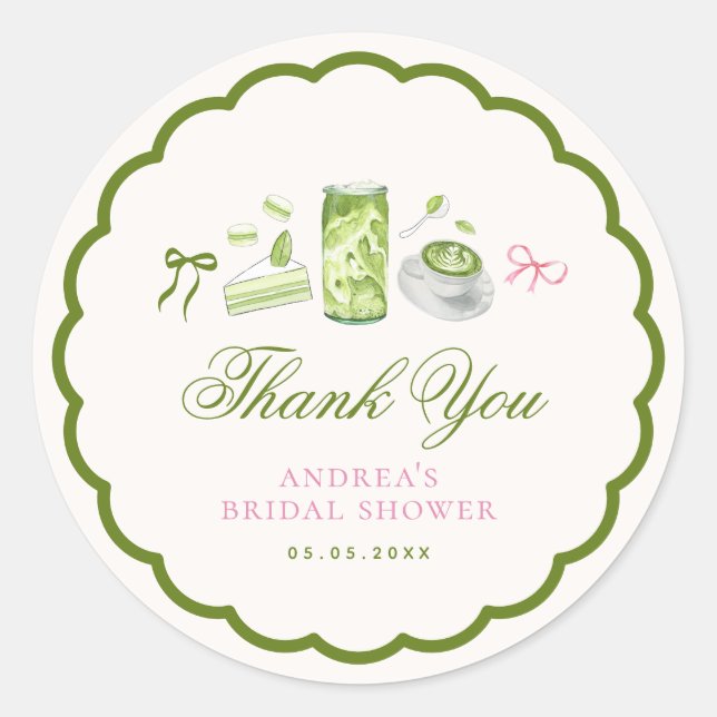 She Found Her Perfect Matcha Bridal Shower Favor Runder Aufkleber (Vorderseite)
