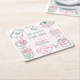She Found Her Perfect Matcha Bridal Shower Party Rechteckiger Pappuntersetzer