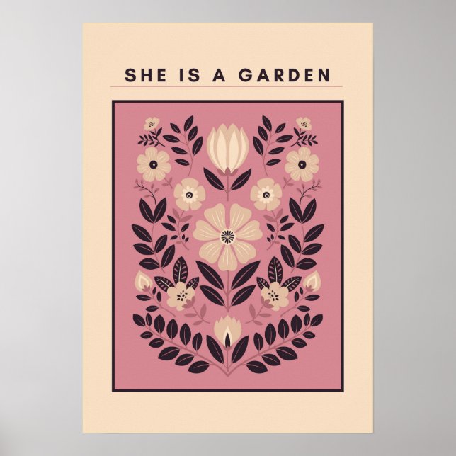 She Is a Garden – Botanical Wall Art (Blush) Poster (Vorne)