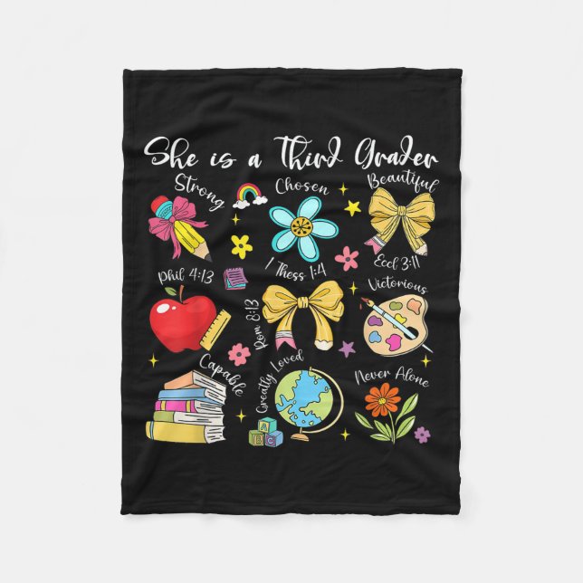 She Is A Third Grader Bible Verses Back To School  Fleecedecke (Vorderseite)