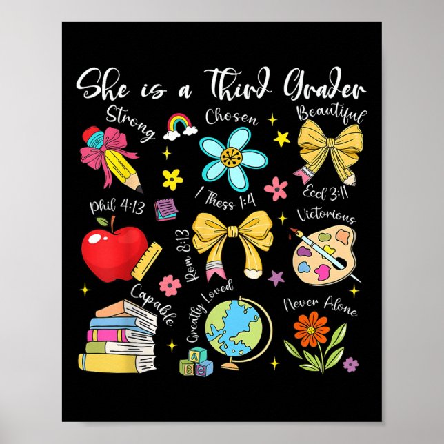She Is A Third Grader Bible Verses Back To School  Poster (Vorne)