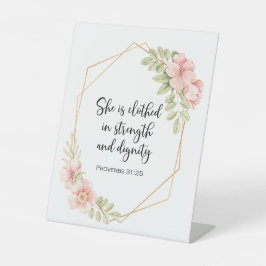 She Is Clothed in Strength and Dignity Floral Sockelschild