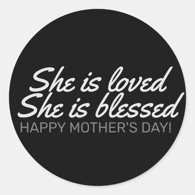 She is Loved She is Meured Happy Mother's Day Runder Aufkleber (Vorderseite)