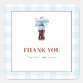 She Is Ready to Pop Blue Soda Pop Baby Shower Quadratischer Aufkleber