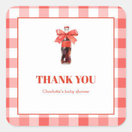 She Is Ready to Pop Red Soda Pop Baby Shower Quadratischer Aufkleber