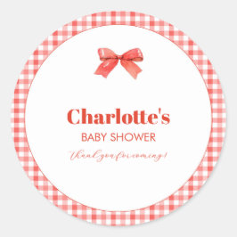 She Is Ready to Pop Red Soda Pop Baby Shower Runder Aufkleber