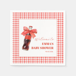 She Is Ready to Pop red Soda Pop Baby Shower Serviette