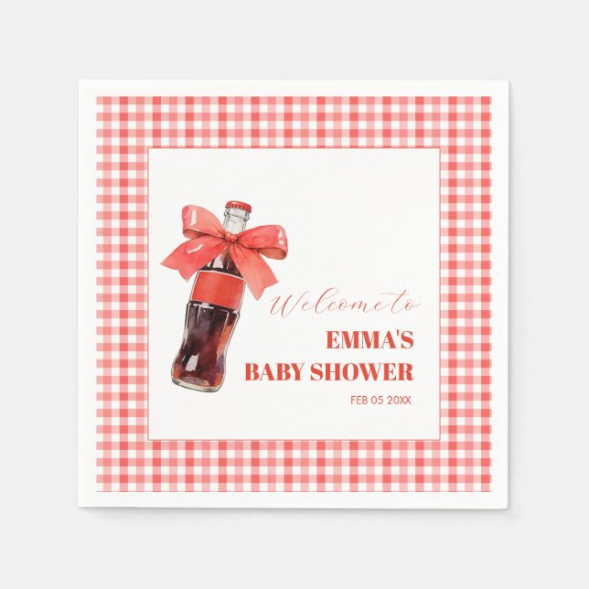 She Is Ready to Pop red Soda Pop Baby Shower Serviette (Vorderseite)