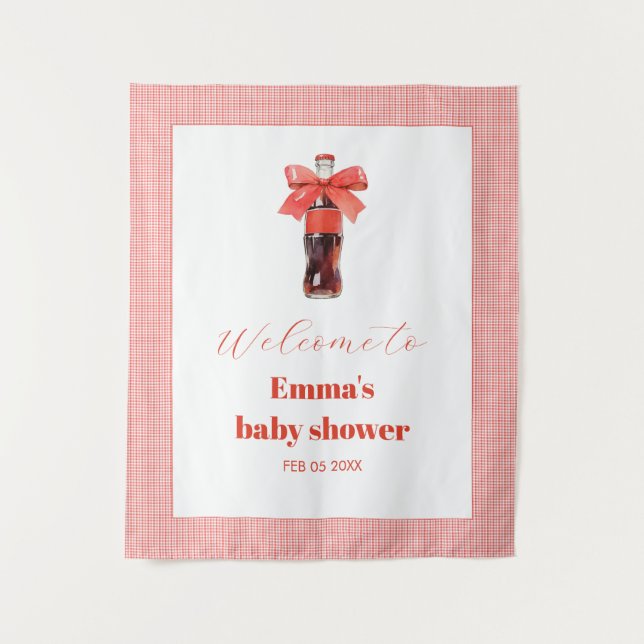 She Is Ready to Pop Red Soda Pop Baby Shower Wandteppich (Vorderseite)