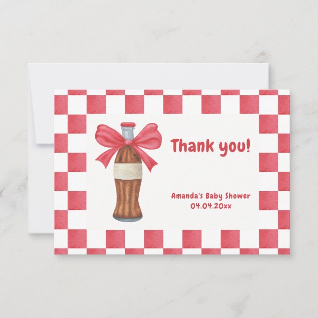 She is Ready to Pop Soda Bottle Baby Shower Dankeskarte (Vorderseite)