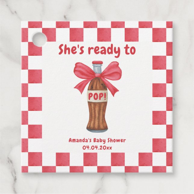 She is Ready to Pop Soda Bottle Baby Shower Geschenkanhänger (Vorderseite)
