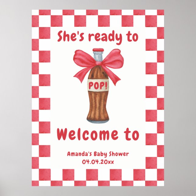 She is Ready to Pop Soda Bottle Baby Shower Poster (Vorne)