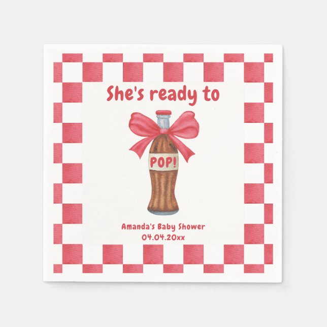 She is Ready to Pop Soda Bottle Baby Shower Serviette (Vorderseite)