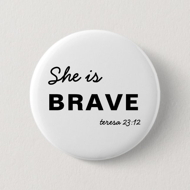 She is Strong | Inspirational Christian Faith Button (Vorderseite)
