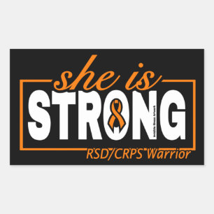SHE IS STRONG...RSD/CRPS RECHTECKIGER AUFKLEBER
