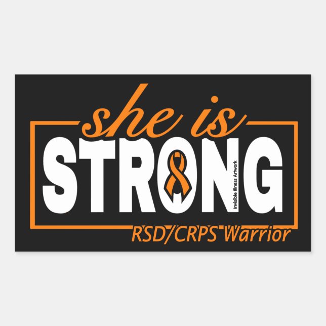 SHE IS STRONG...RSD/CRPS RECHTECKIGER AUFKLEBER (Vorderseite)