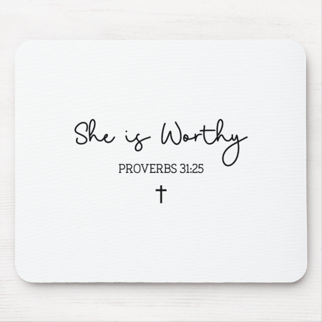 She Is Worthy Proverbs 31_25 Christian Boho Bible  Mousepad (Vorne)