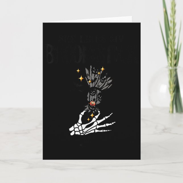 She Likes My Broomstick I Like Her Pumpkins Couple Karte (Vorderseite)