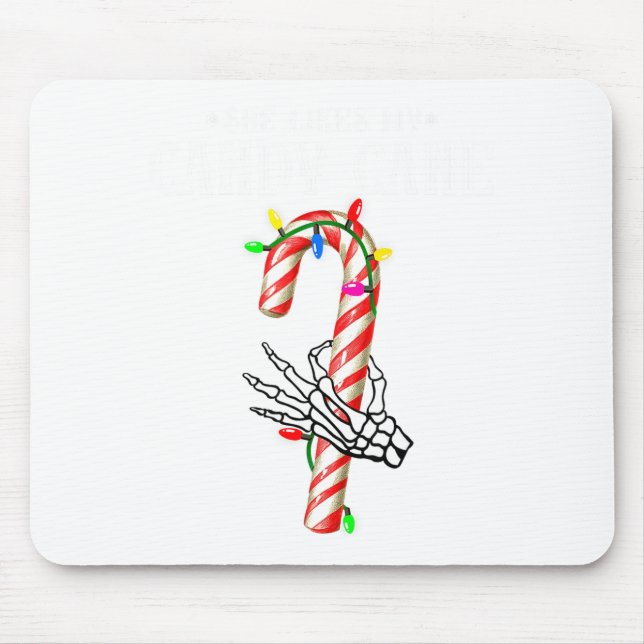 She Likes My Candy Cane Skeleton Couples Christmas Mousepad (Vorne)