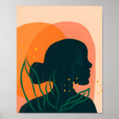 She Looks Beyond - Silhouette On Sunset Poster