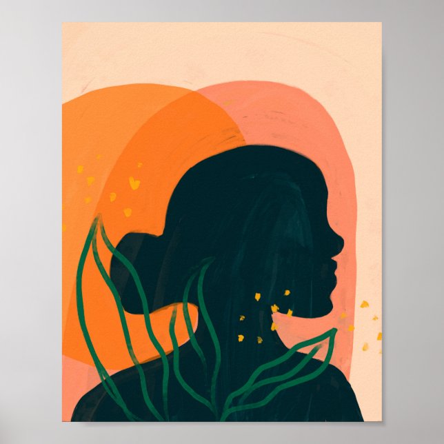 She Looks Beyond - Silhouette On Sunset Poster (Vorne)