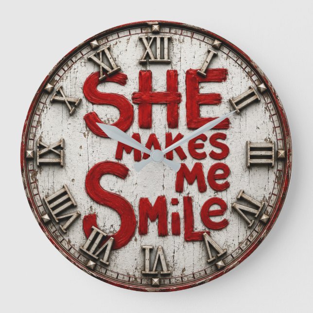 She Makes Me Smile Große Wanduhr (Vorderseite)