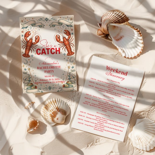 She’s a Catch Nautical Bachelorette Einladung (Von Creator hochgeladen)