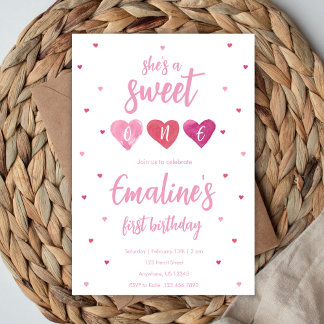 She’s a Sweet One Valentine Birthday Invitation Einladung