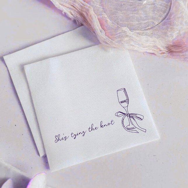 She’s Tying the Knot Elegant Bridal Shower  Serviette (Elegant lavender bridal shower napkins for a modern, romantic celebration.)