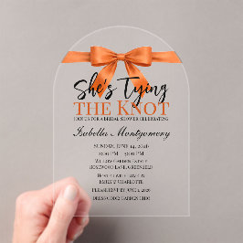She’s Tying the Knot Theme Orange Bow Acryleinladungen