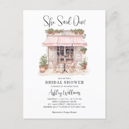 She Said Oui Yes Paris French Cafe Bridal Shower Postkarte