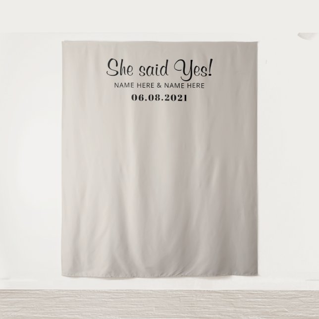 She Said Yes Photo Booth Engagement Backdrop  Wandteppich (Vorderseite)