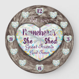 She Shed Diamonds Brown Fur Clock! Large Clock Große Wanduhr